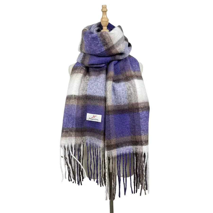 Polyester Plaid Scarf with Fringe view 12