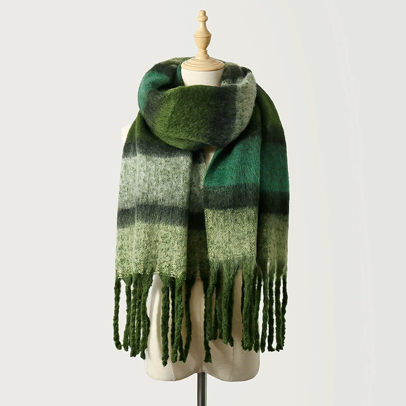 Polyester Stripe Scarf with Fringe view 6