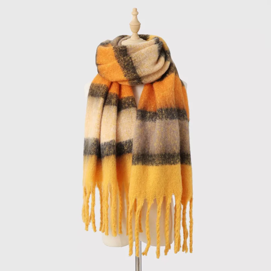Polyester Stripe Scarf with Fringe view 8