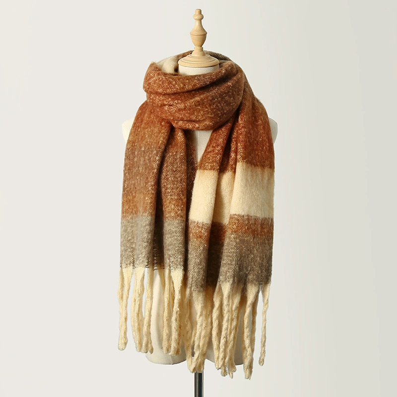 Polyester Stripe Scarf with Fringe view 10