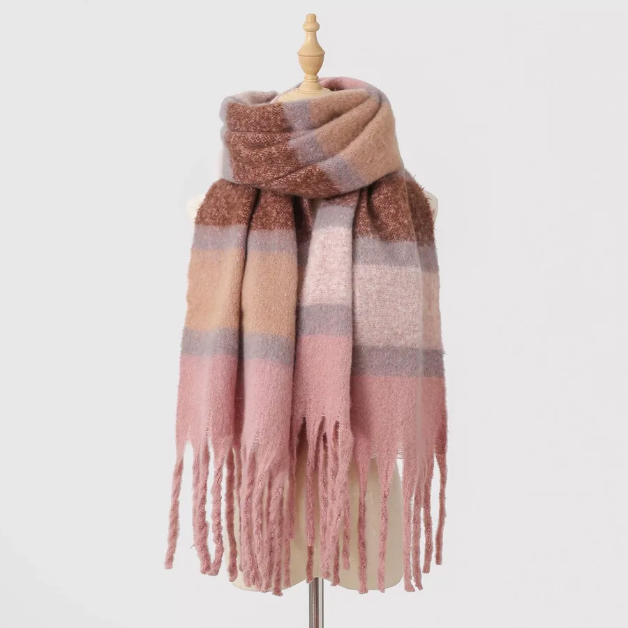 Polyester Stripe Scarf with Fringe view 11