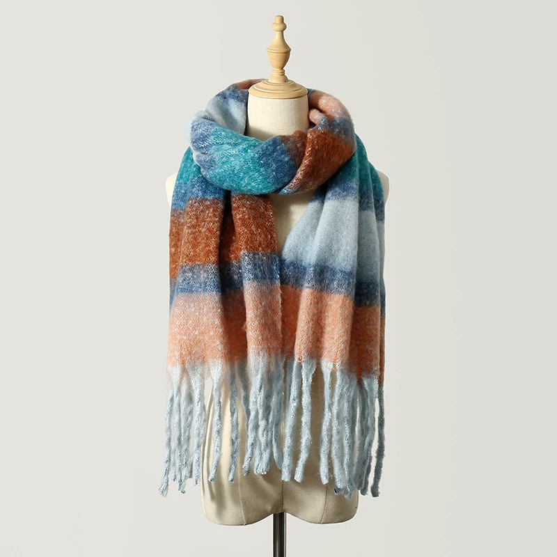 Polyester Stripe Scarf with Fringe view 12