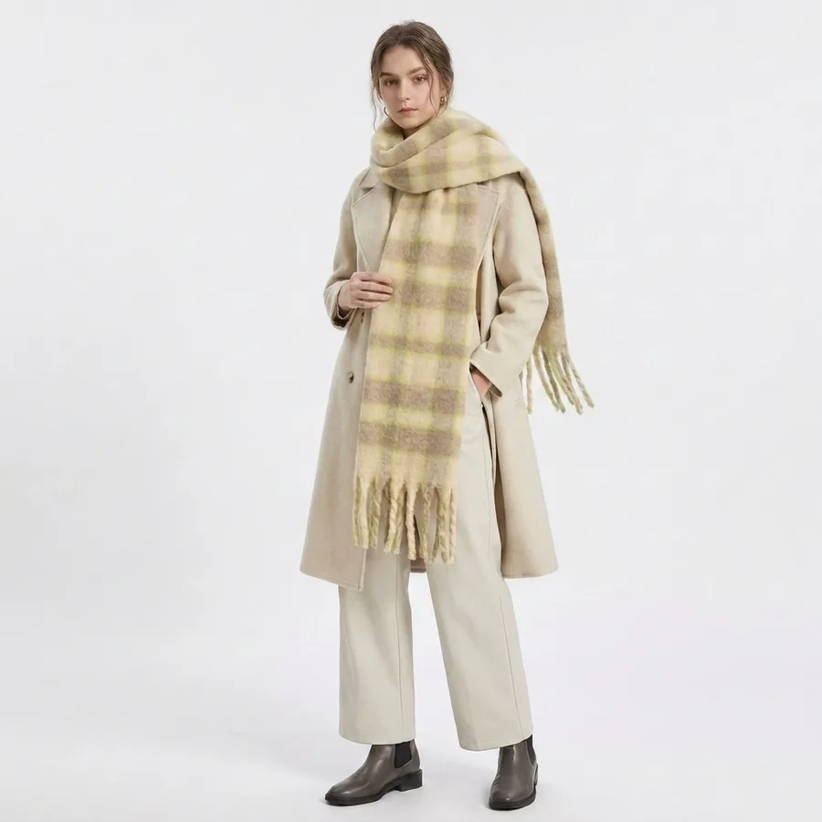 Wool Blend Plaid Scarf view 3