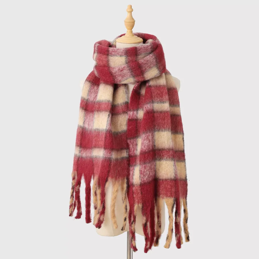 Wool Blend Plaid Scarf view 6