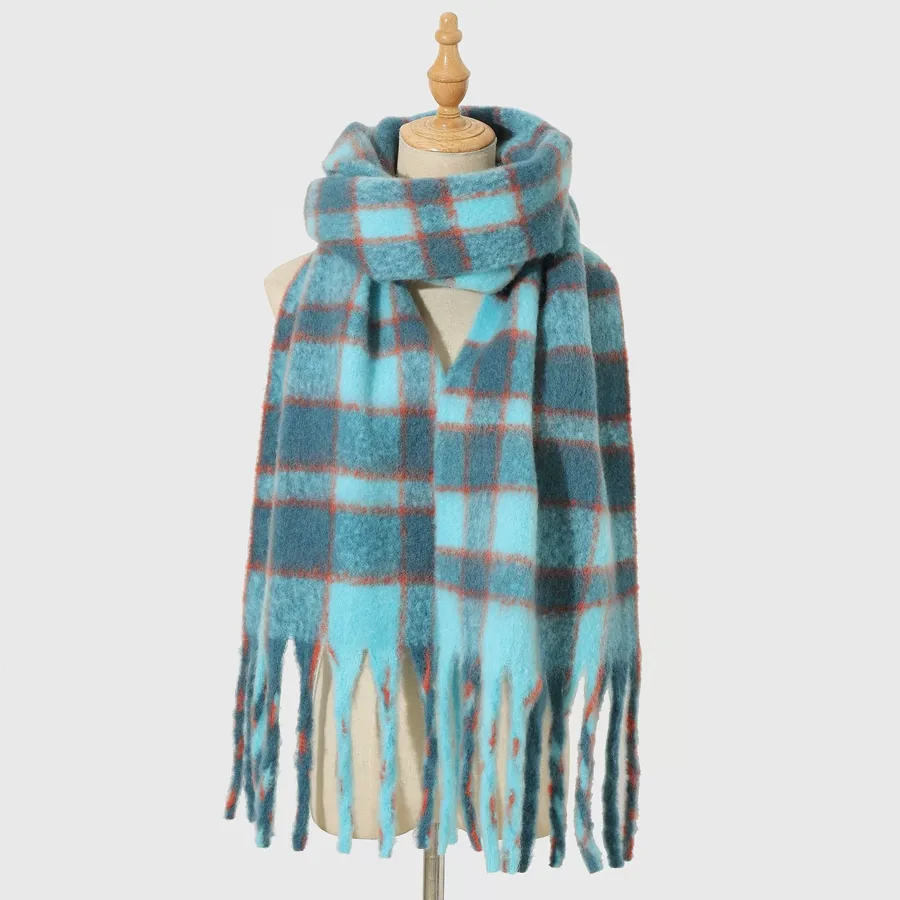 Wool Blend Plaid Scarf view 9