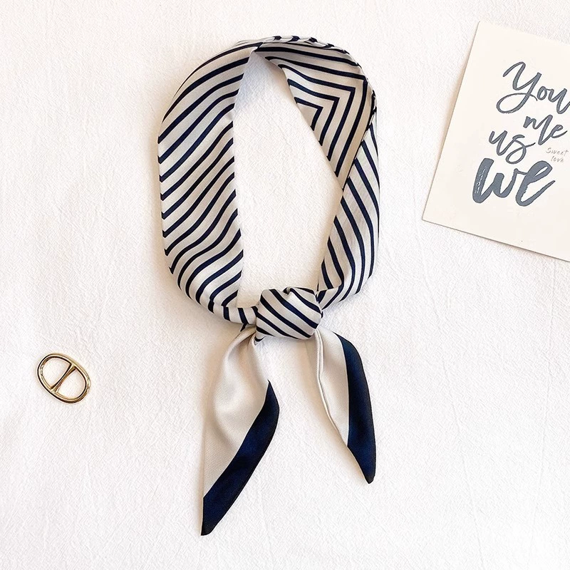 Black and White Striped Twilly Scarf view 2