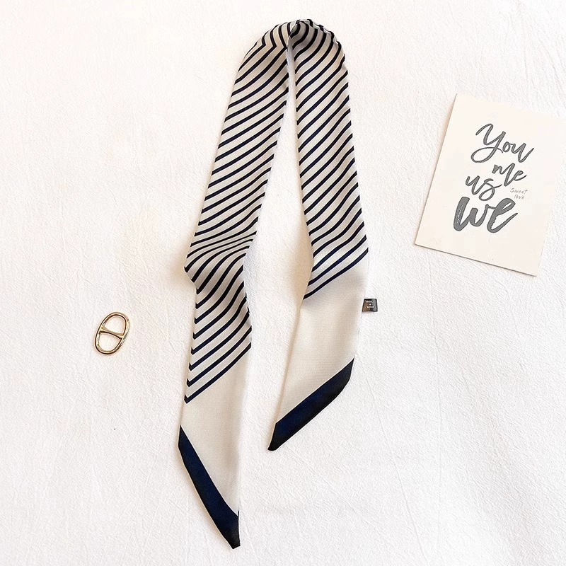 Black and White Striped Twilly Scarf view 3