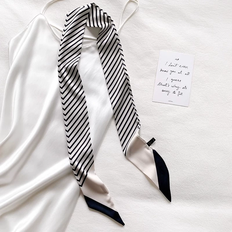 Black and White Striped Twilly Scarf view 4