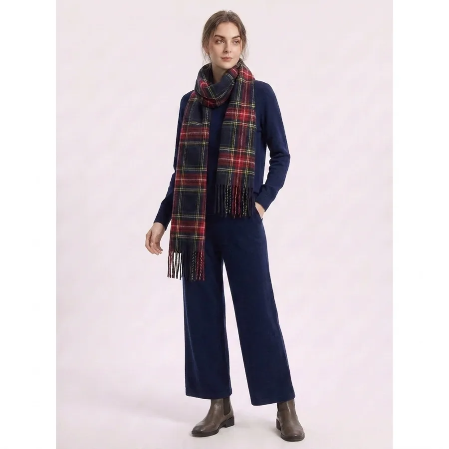 Acrylic Plaid Scarf with Fringe view 3
