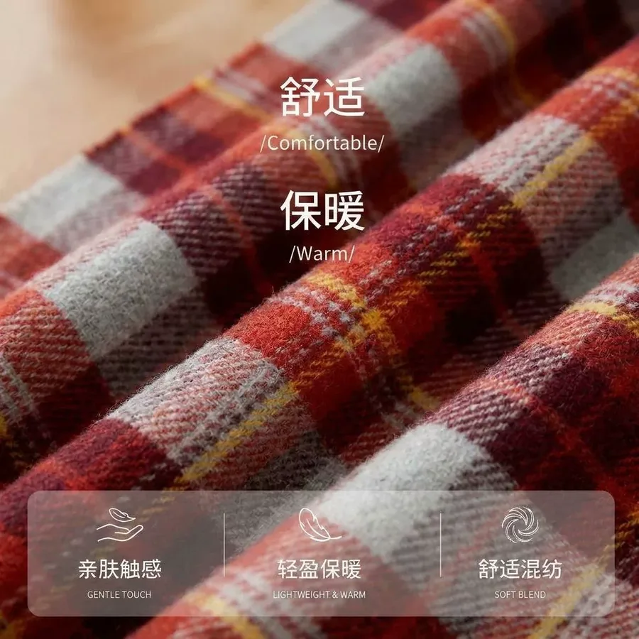 Acrylic Reversible Plaid Scarf with Fringe view 4