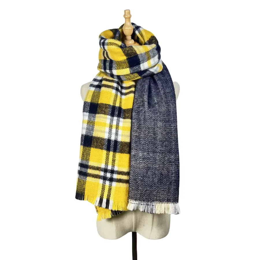 Acrylic Reversible Plaid Scarf with Fringe view 6