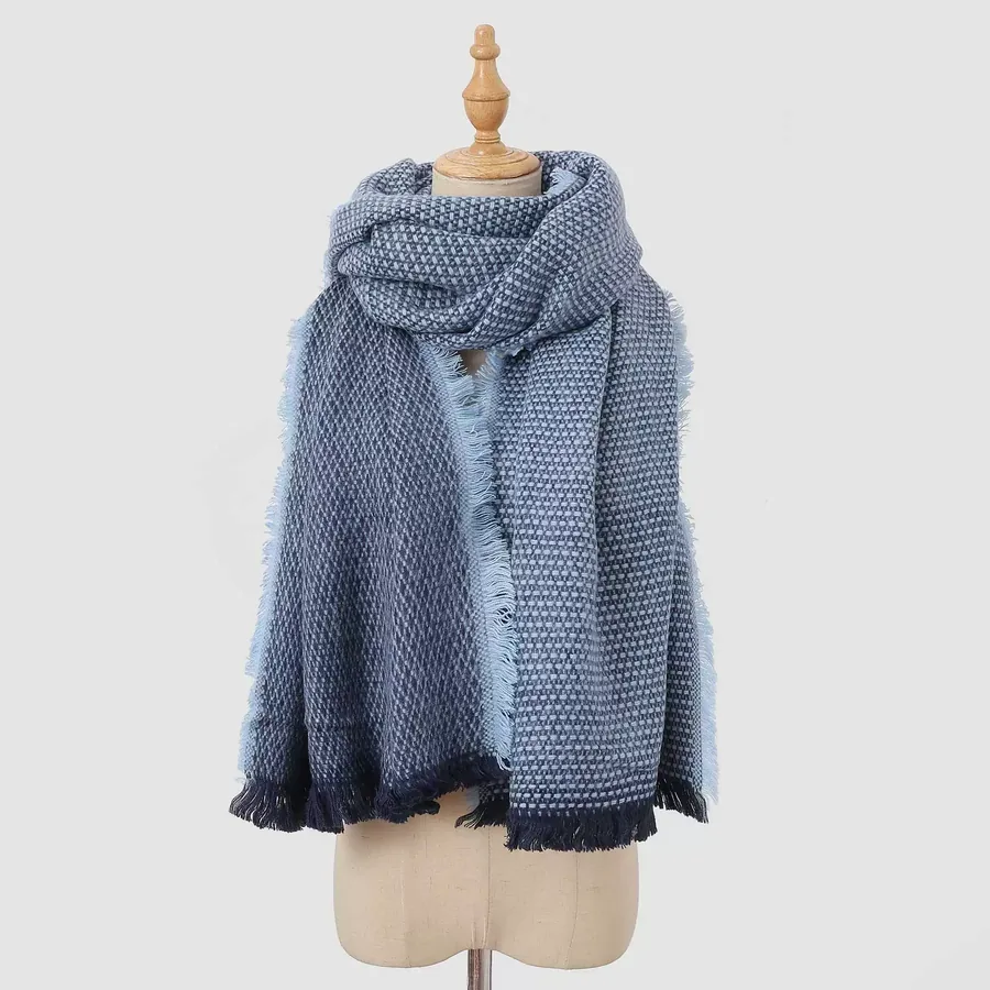 Acrylic Plaid Scarf with Fringe view 8