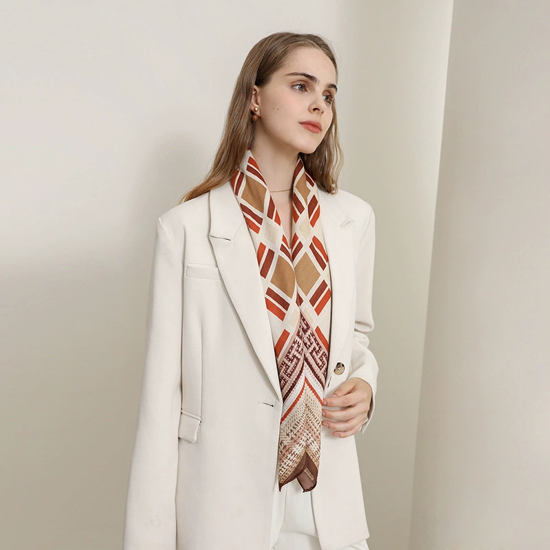 90cm Geometric Print Herringbone Square Scarf view 4