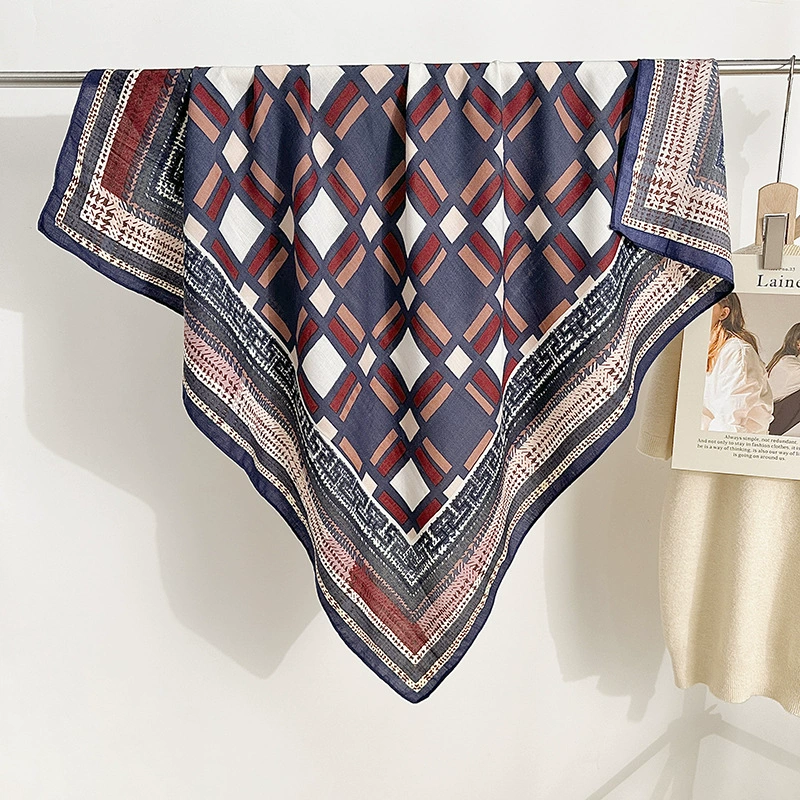 90cm Geometric Print Herringbone Square Scarf view 6