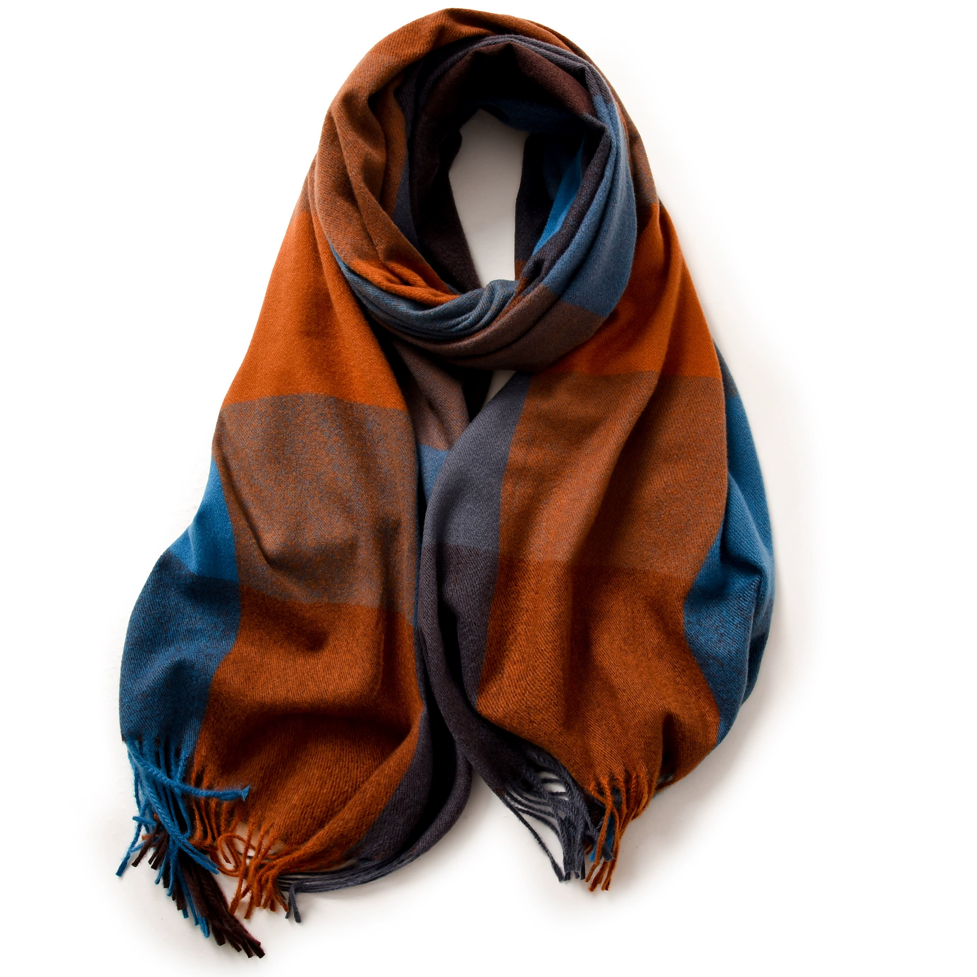 Faux Cashmere Plaid Scarf with Fringe view 11