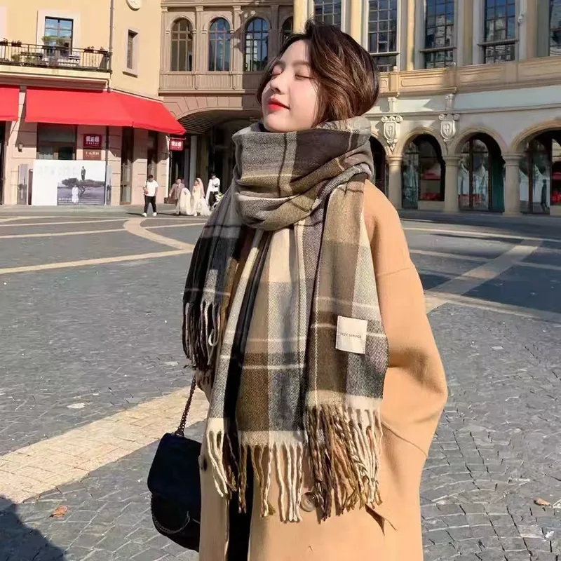 Faux Cashmere Solid Scarf with Fringe