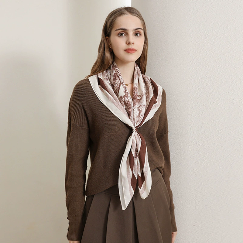 90cm Lion Print Herringbone Square Scarf view 4