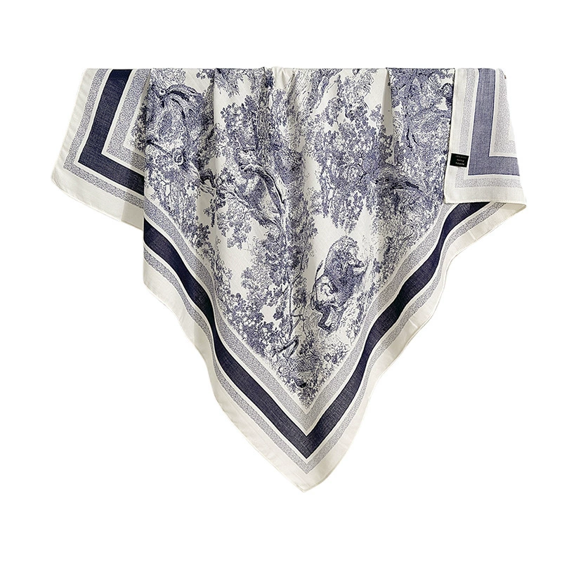 90cm Lion Print Herringbone Square Scarf view 5