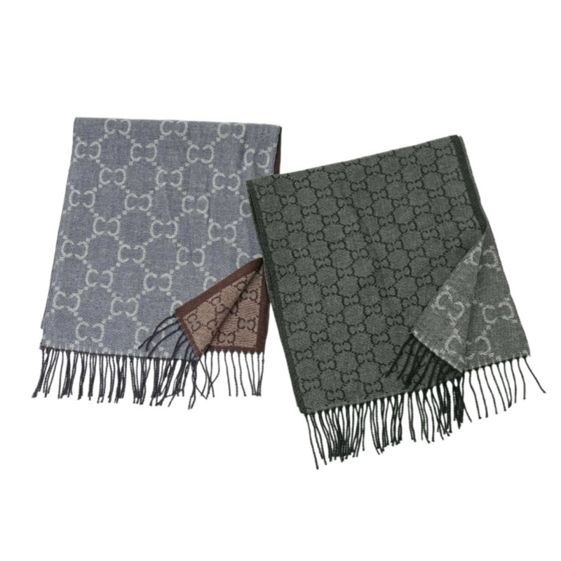 Polyester Letter Print Scarf with Fringe