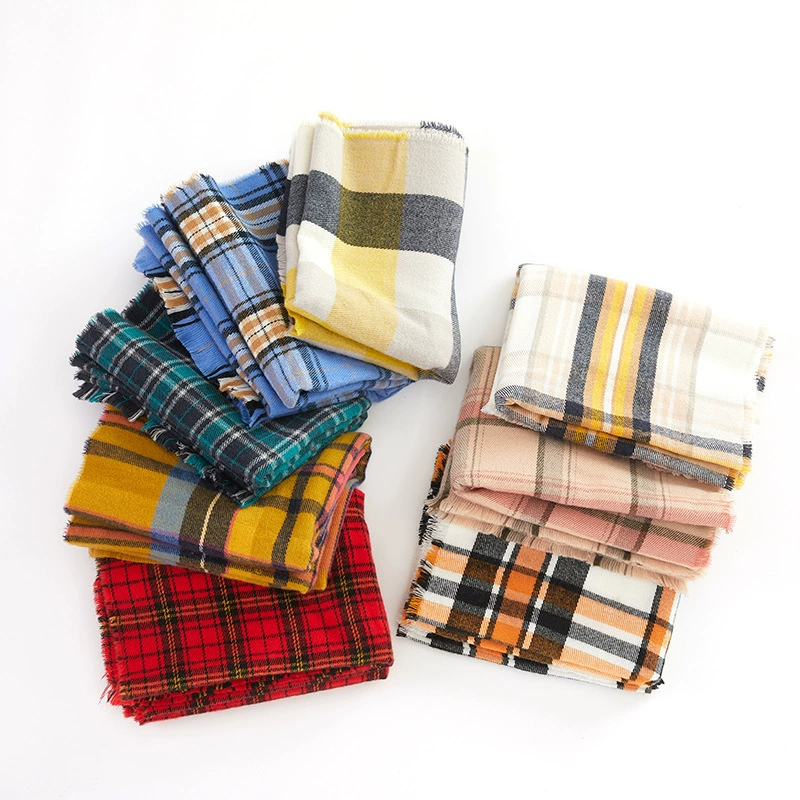 Acrylic Plaid Scarf with Fringe view 4