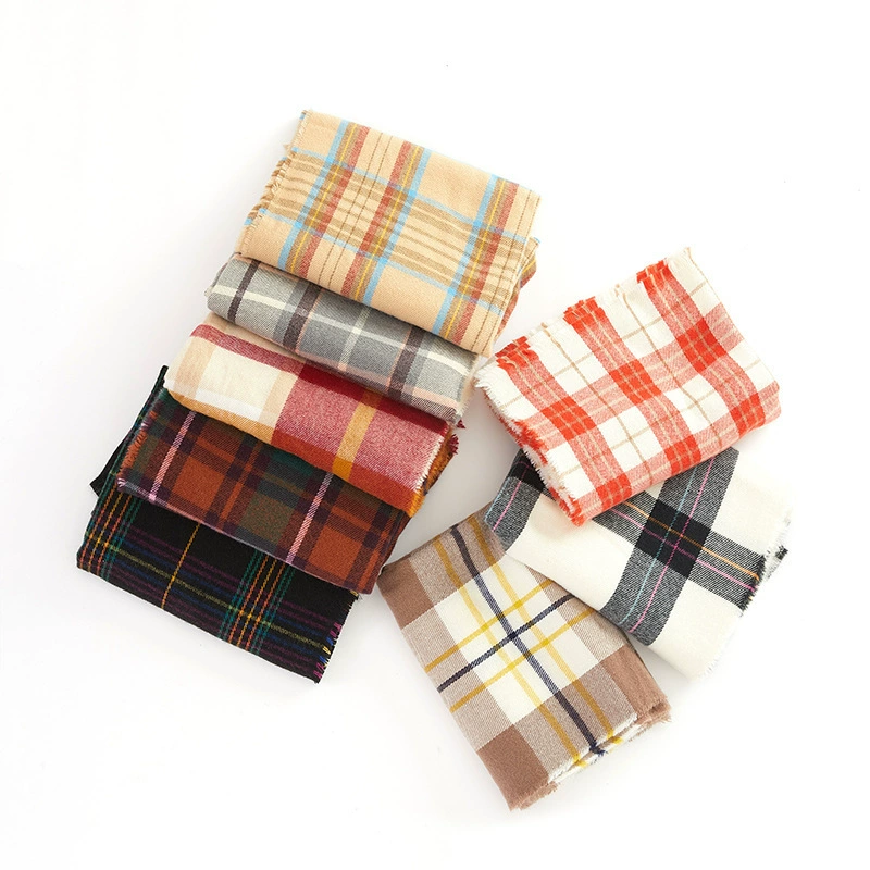 Acrylic Plaid Scarf with Fringe view 5