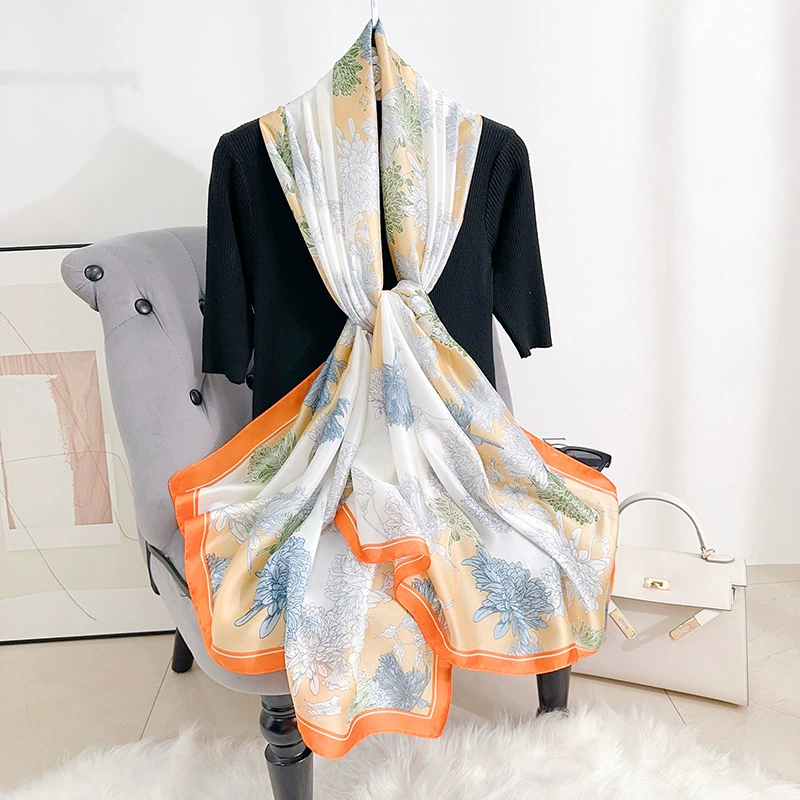 Printed Satin Long Scarf