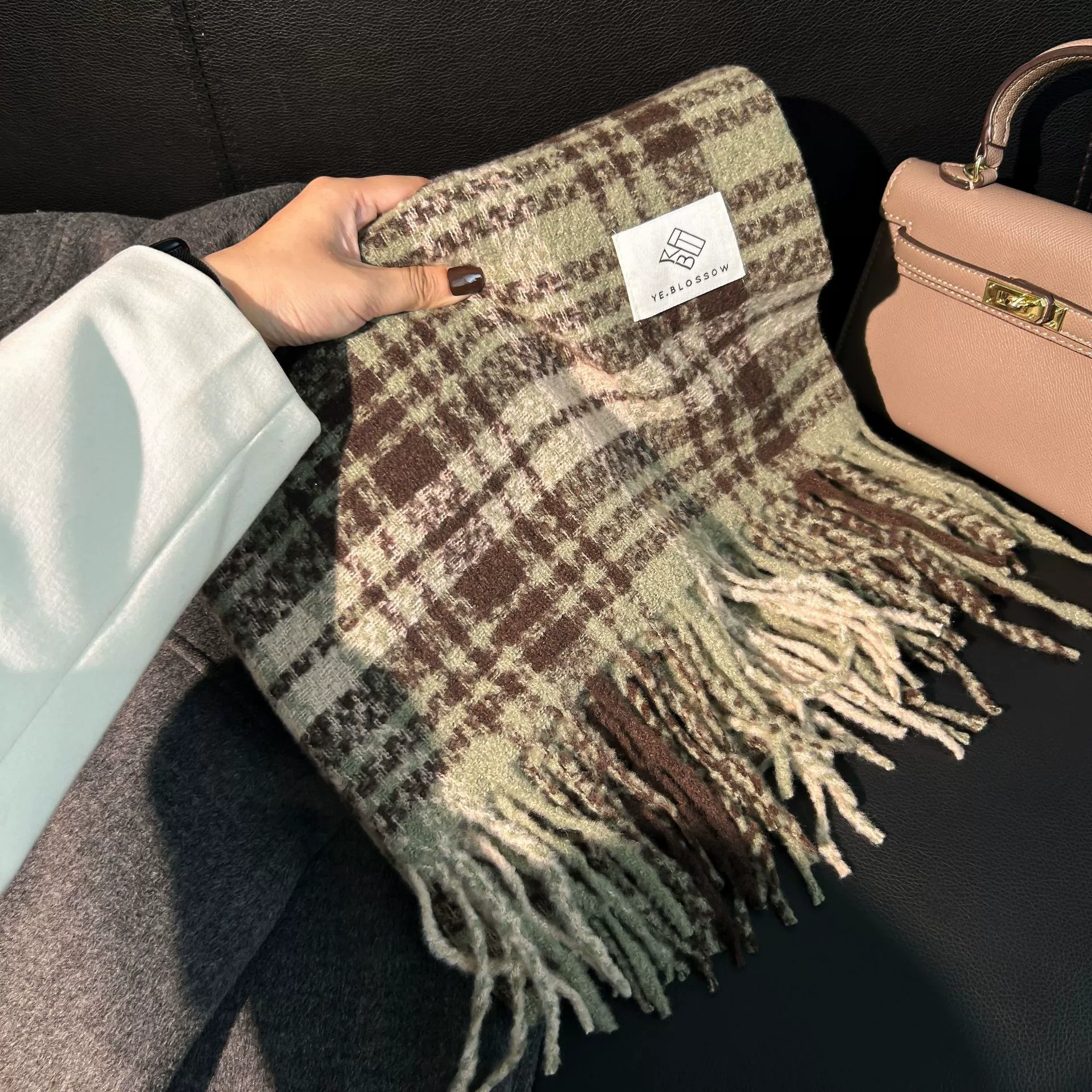 Mint Green Faux Cashmere Scarf view 2