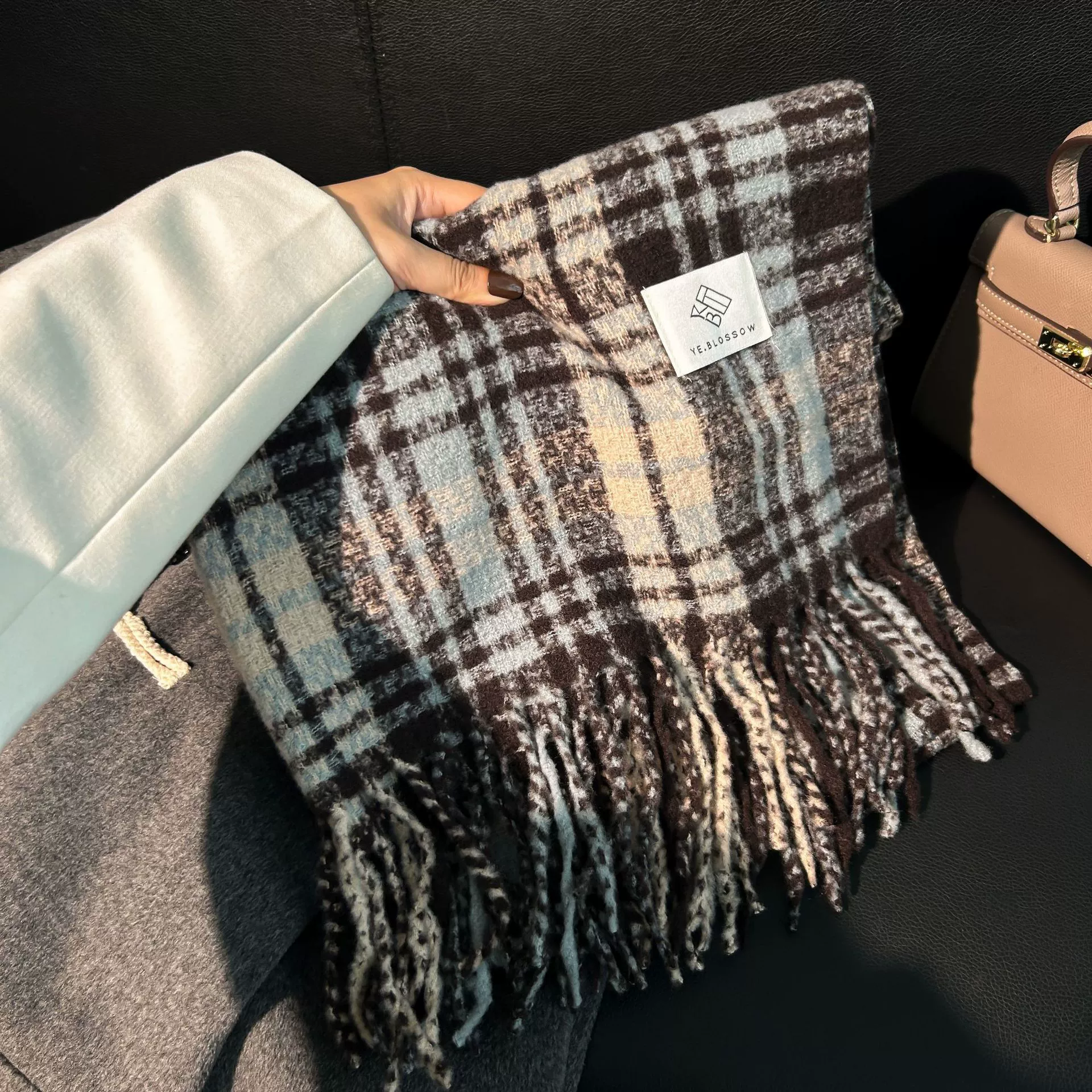Mint Green Faux Cashmere Scarf view 6