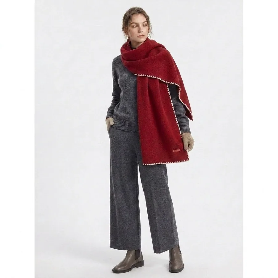 Wool Blend Scarf with Fringe