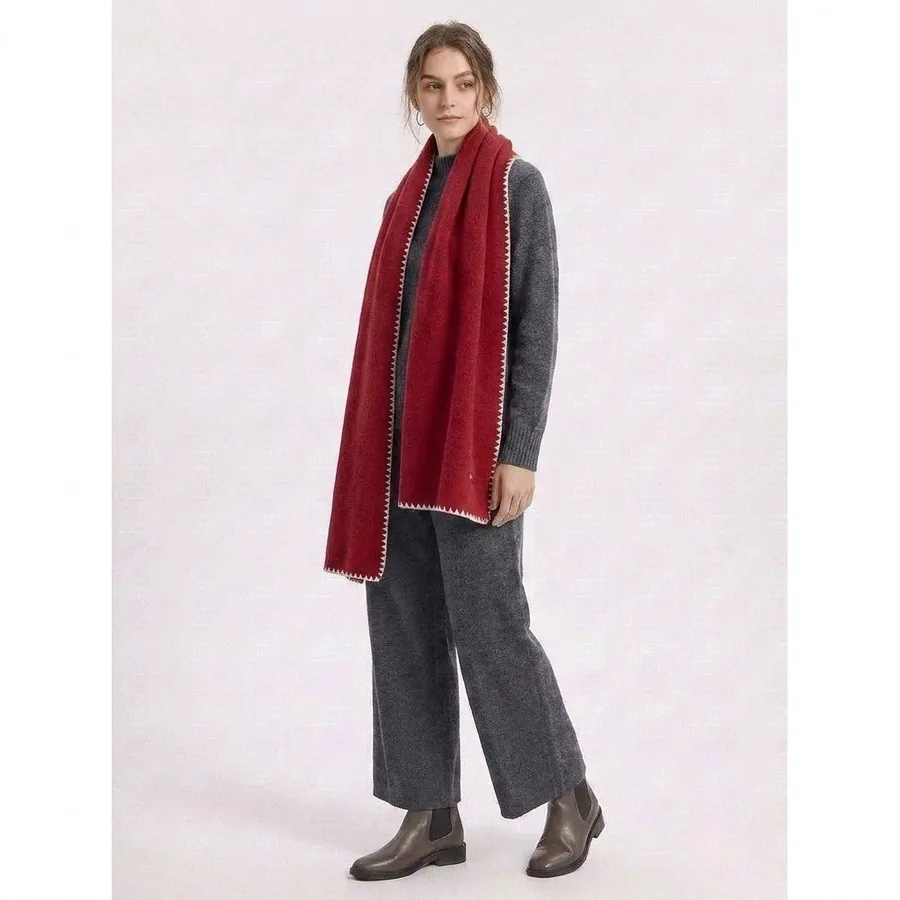 Wool Blend Scarf with Fringe view 3