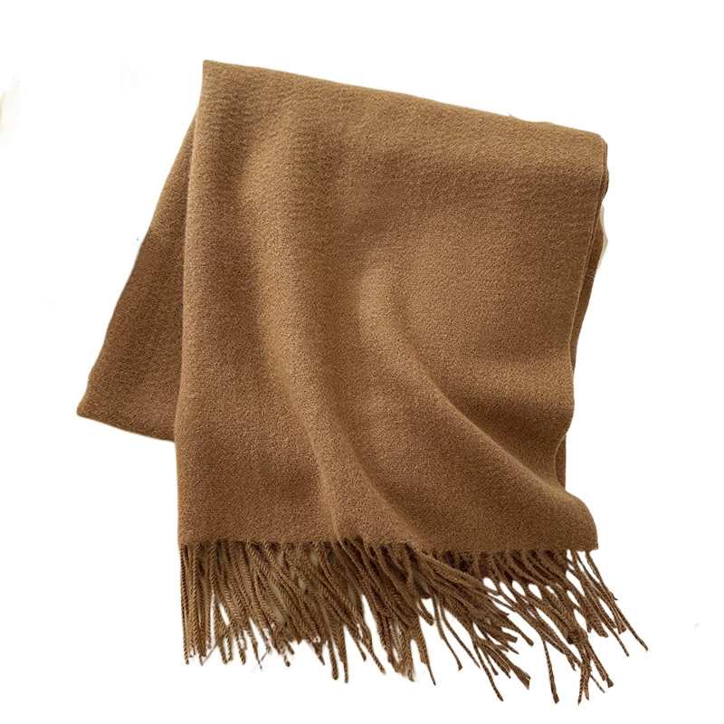 Solid Faux Cashmere Scarf with Fringe view 5
