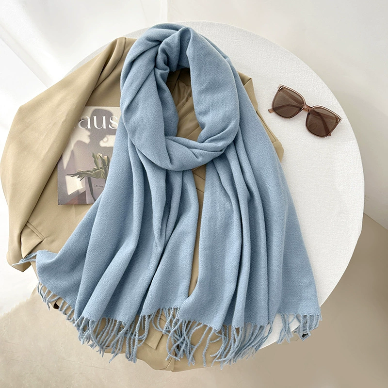 Solid Faux Cashmere Scarf with Fringe view 11