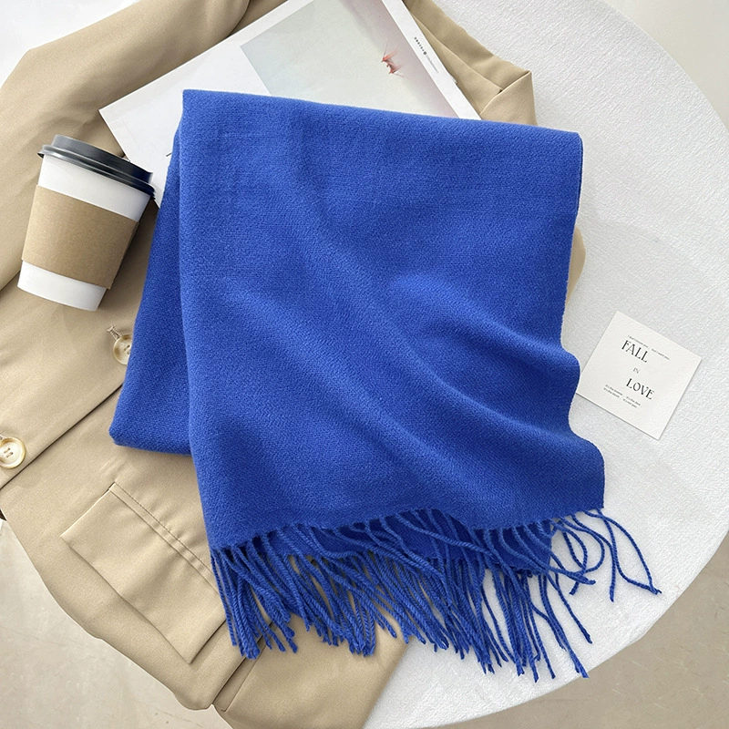 Solid Faux Cashmere Scarf with Fringe view 12