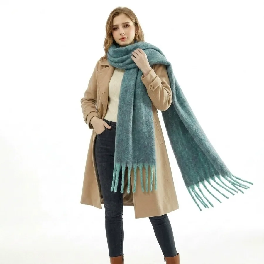 Polyester Solid Scarf with Fringe view 2