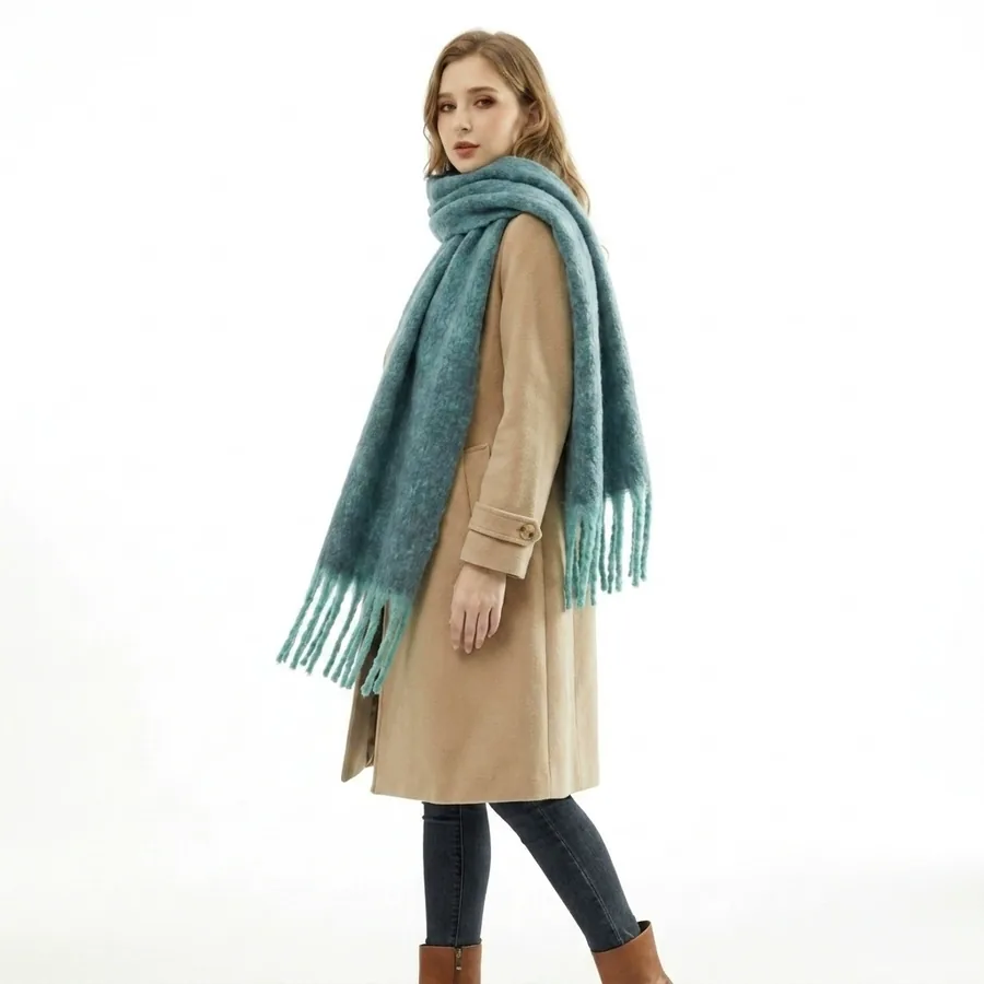 Polyester Solid Scarf with Fringe view 3