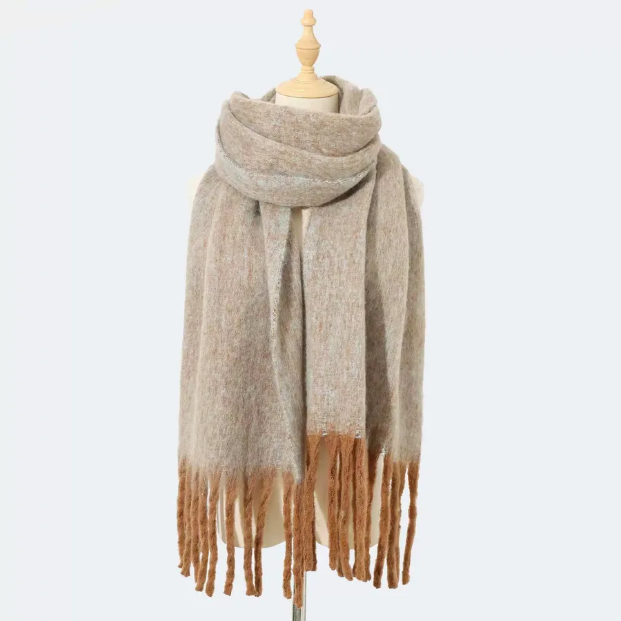 Polyester Solid Scarf with Fringe view 7