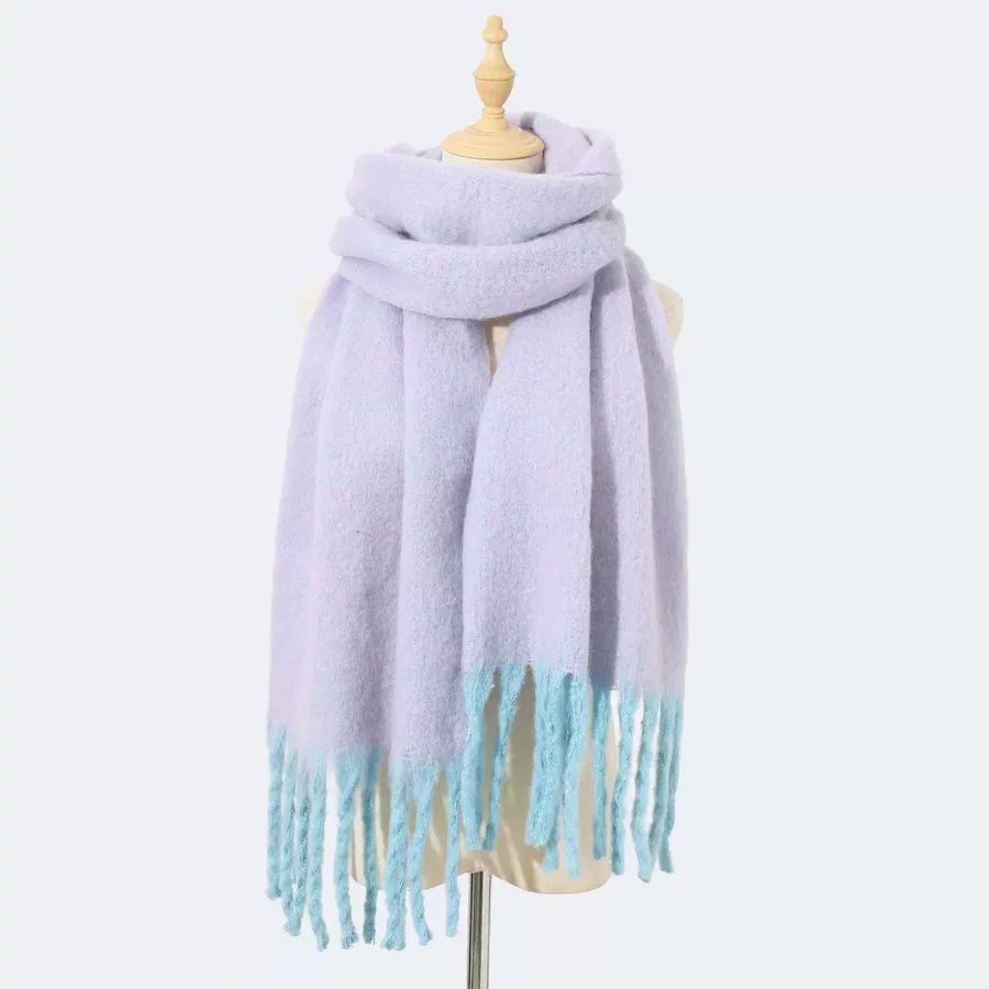 Polyester Solid Scarf with Fringe view 12