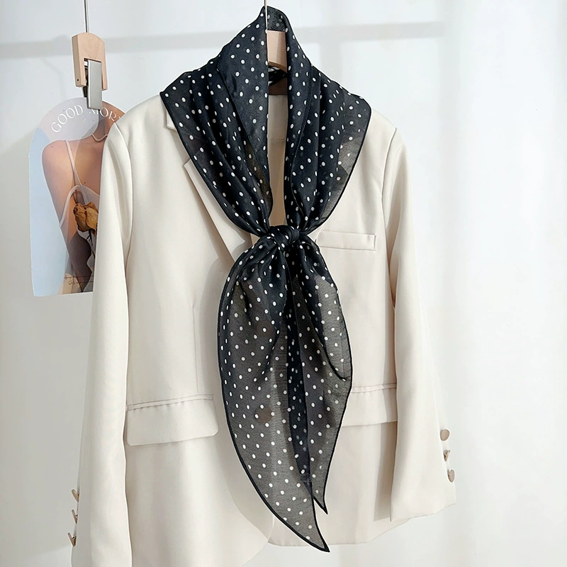 Polka Dot Satin Diamond Scarf