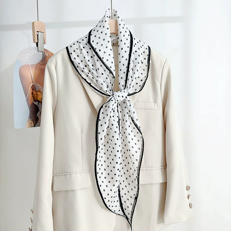 Polka Dot Satin Diamond Scarf view 4