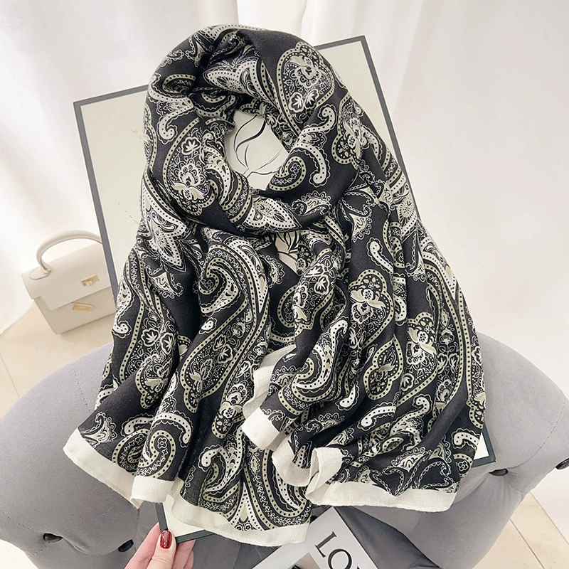 Abstract Print Cotton-Linen Scarf view 2