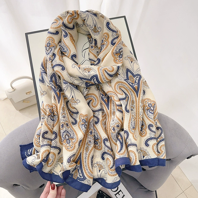 Abstract Print Cotton-Linen Scarf view 3