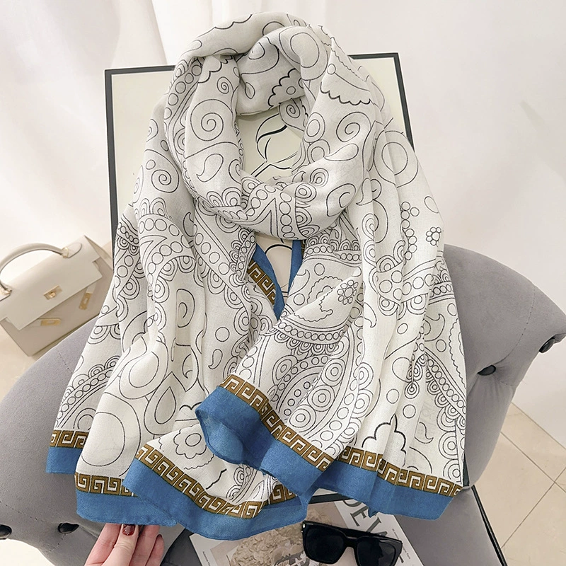 Floral Print Cotton-Linen Scarf view 4