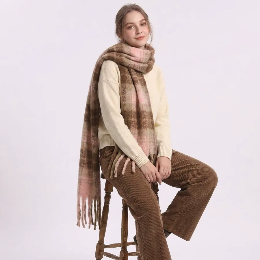 Polyester Chenille Scarf with Fringe view 2