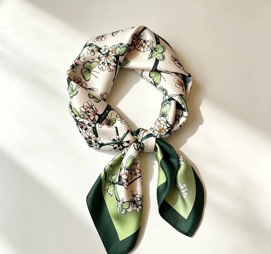 Vintage Print Faux Silk Square Scarf view 2