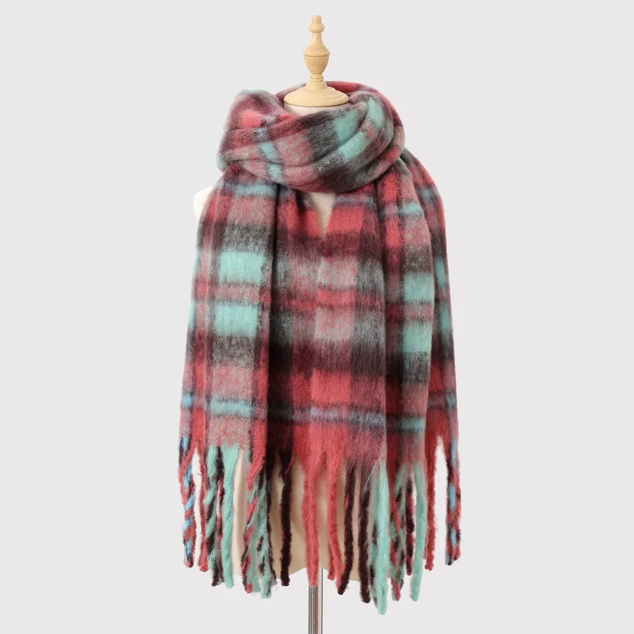 Polyester Color Block Scarf with Fringe view 6