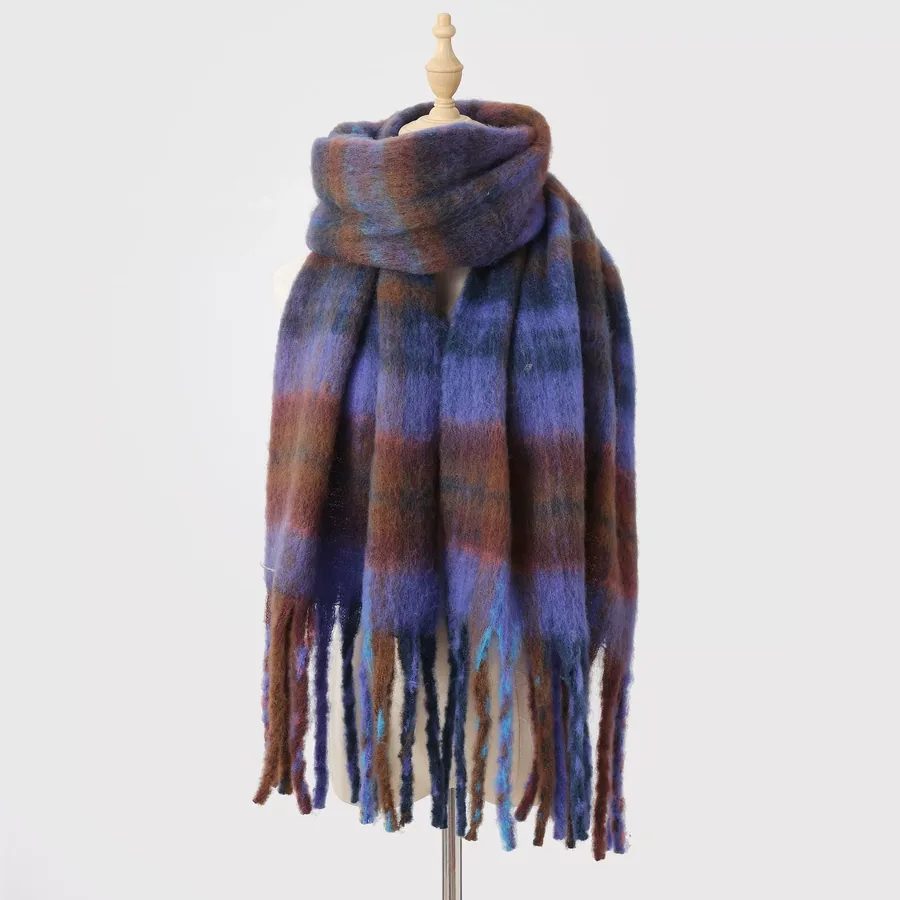 Polyester Color Block Scarf with Fringe view 7