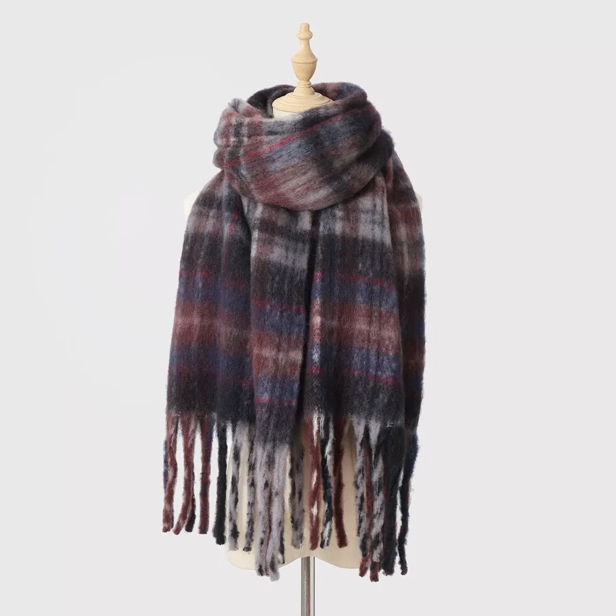 Polyester Color Block Scarf with Fringe view 9