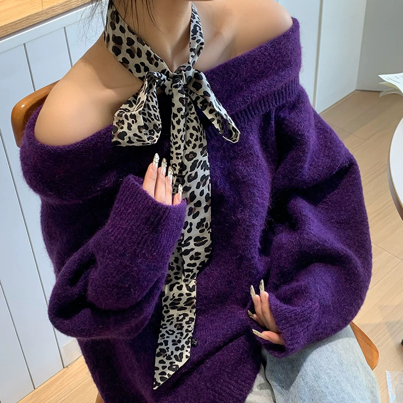 Leopard Print Narrow Scarf