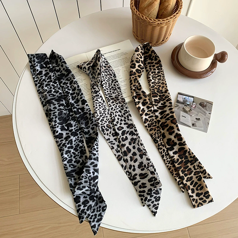 Leopard Print Narrow Scarf view 3