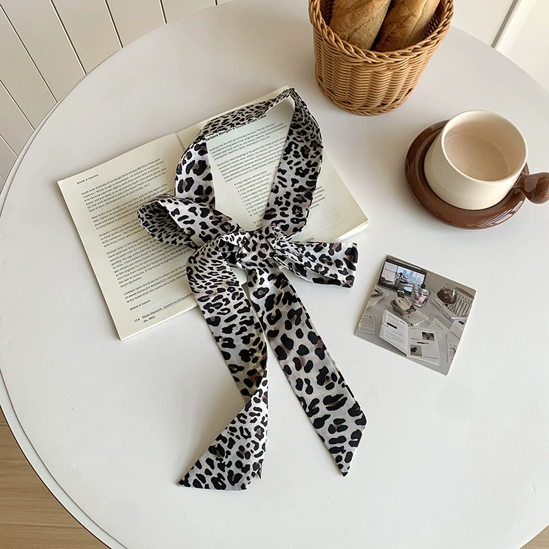 Leopard Print Narrow Scarf view 9